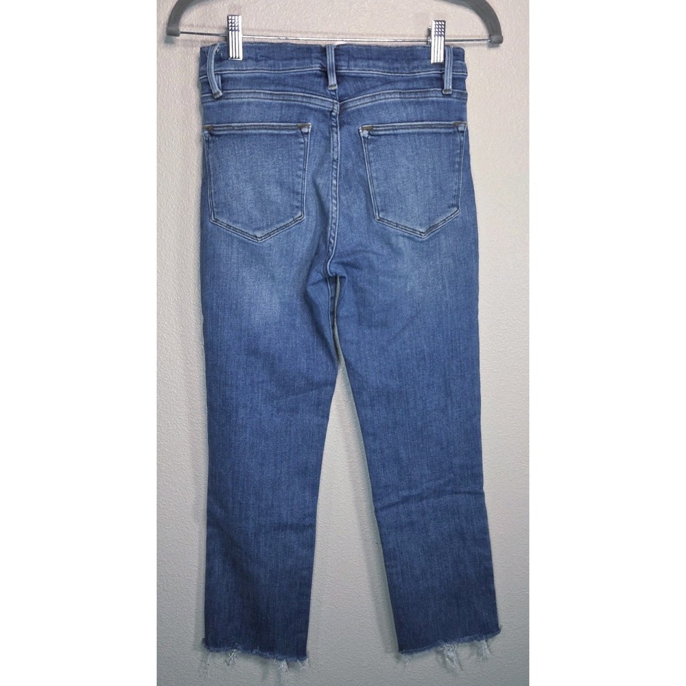 FRAME Le High Straight Jeans Women's 26 Bestia Wash High Rise Raw Hem Cropped - Picture 3 of 9